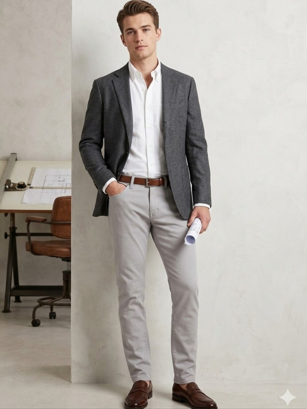 Calvin Klein Gray Button-Front Pants